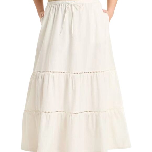 Women's Tiered Maxi A-Line Skirt - Ava & Viv White - Picture 1 of 4